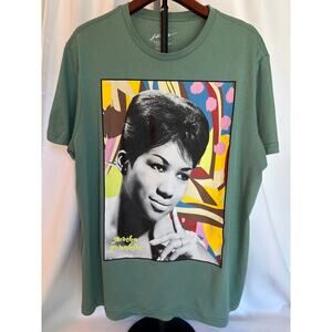 Aretha Franklin “Queen of Soul” Graphic T-Shirt – Size XL – Teal